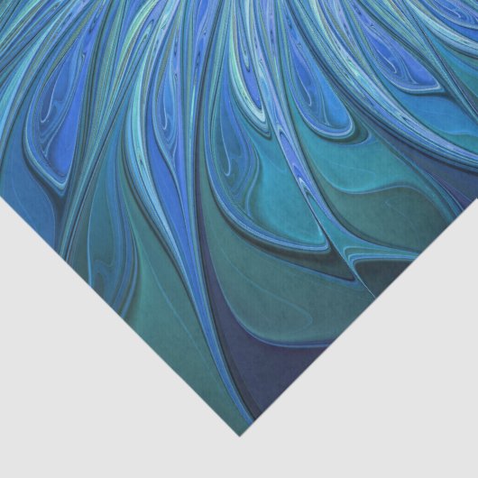Papier Mousseline Imaginaire Fleur Bleue Motif, Art Fractal Abstrait (Détail)