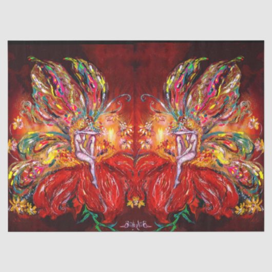 PAPIER MOUSSELINE IMAGINAIRE FLEURS ROUGES (Recto)