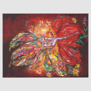 PAPIER MOUSSELINE IMAGINAIRE FLEURS ROUGES