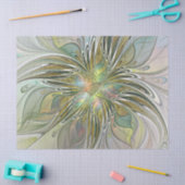 Papier Mousseline Imaginaire Floral Fleur Art Fractal Moderne Avec O (Artisanat)