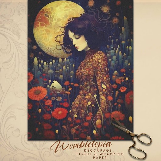 Papier Mousseline Imaginaire floral Twilight Portrait Art Nouveau