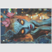 Papier Mousseline Imaginaire foncé Gothique Bleu Gargoyle Découpage (Recto)