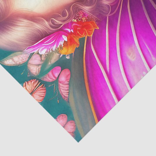 Papier Mousseline Imaginaire Fuchsia Fairy papillons Decoupage (Détail)