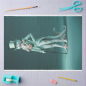 Papier Mousseline Imaginaire lunatique Fury Sage Green Chat Decoupag (Artisanat)