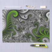 Papier Mousseline Imaginaire Monde Vert Et Gris Art Fractal Abstrait (Artisanat)