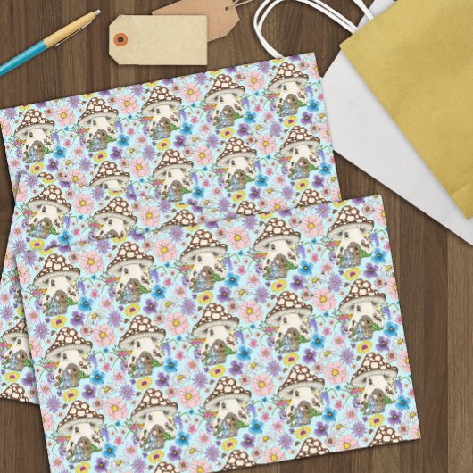 Papier Mousseline Imaginaire Souris Champignon Maison Floral