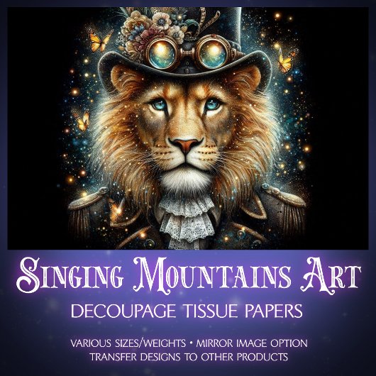 Papier Mousseline Imaginaire Steampunk Lion victorien Découpage