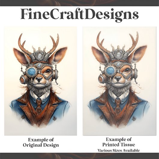 Papier Mousseline Imaginaire Steampunk Reindeer Noël D9 Découpage