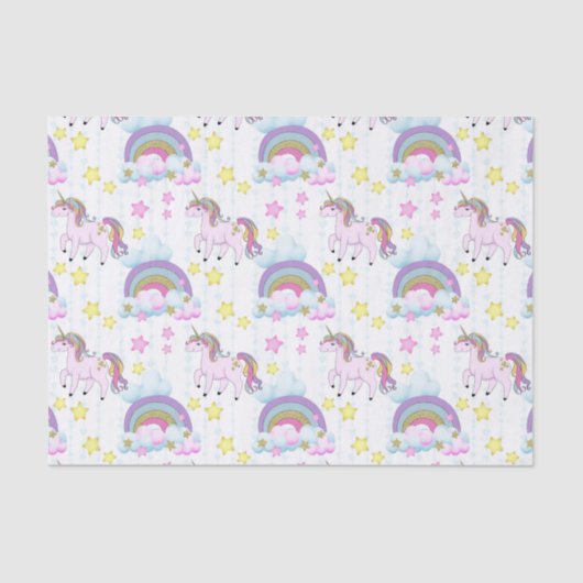 Papier Mousseline Imaginaire unicorne carrelage filles partie tissu (Recto)