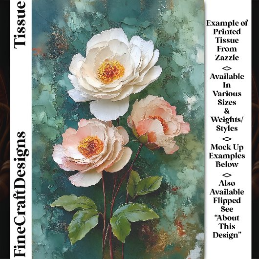 Papier Mousseline Impasto texturé style pivoine fleurs DV4L découpag