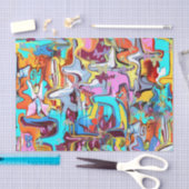 Papier Mousseline Impression abstraite colorée (Artisanat)