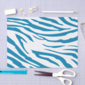 Papier Mousseline Impression Aqua Blue Zebra (Artisanat)