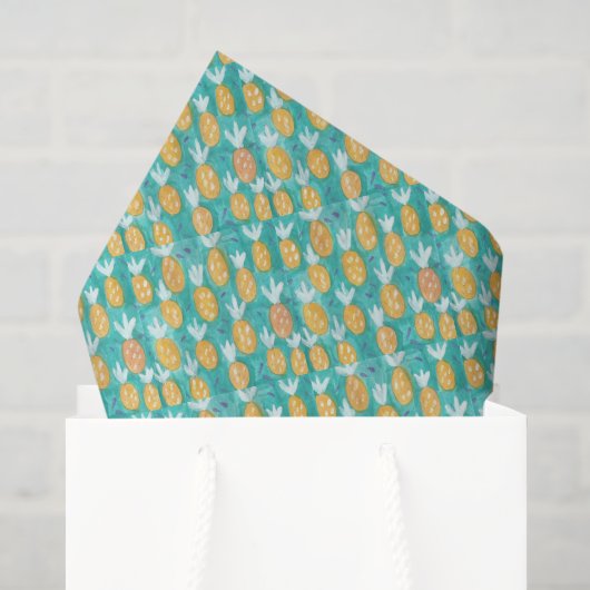 Papier Mousseline Impression aquarelle d'ananas (Sac cadeau)