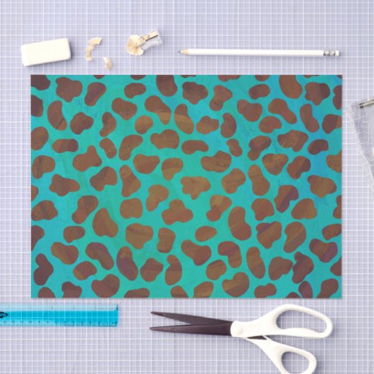 Papier Mousseline Impression Brown et Turquoise dalmate (Artisanat)