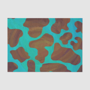 Papier Mousseline Impression Brown et Turquoise de vache