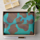 Papier Mousseline Impression Brown et Turquoise de vache (Cadeau)