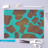 Papier Mousseline Impression Brown et Turquoise de vache (Artisanat)