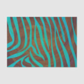 Papier Mousseline Impression Brown et Turquoise Zebra (Recto)