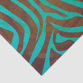 Papier Mousseline Impression Brown et Turquoise Zebra (Détail)