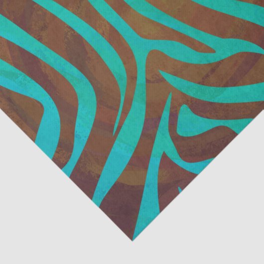 Papier Mousseline Impression Brown et Turquoise Zebra (Détail)
