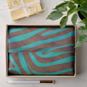 Papier Mousseline Impression Brown et Turquoise Zebra (Cadeau)
