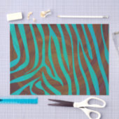 Papier Mousseline Impression Brown et Turquoise Zebra (Artisanat)