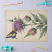 Papier Mousseline Impression Chardon et Papillon (Artisanat)