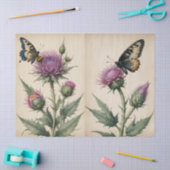 Papier Mousseline Impression Chardon et Papillon (Artisanat)