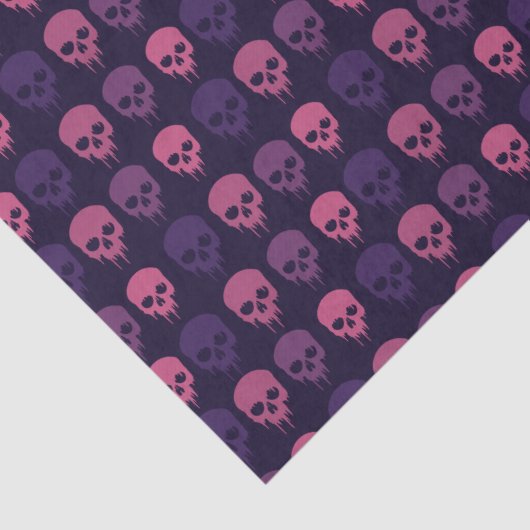 Papier Mousseline Impression crâne rose et violet (Détail)