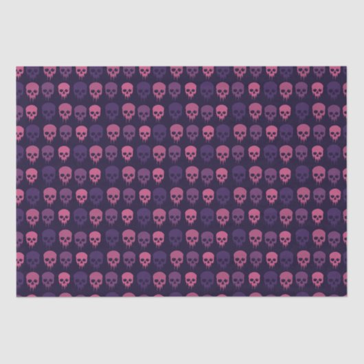 Papier Mousseline Impression crâne rose et violet (Recto)