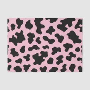 Papier Mousseline Impression cuir de vache noir et rose 