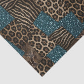 Papier Mousseline Impression d'animaux africains patchwork | Marron  (Détail)