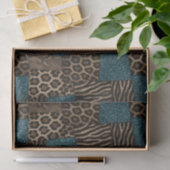 Papier Mousseline Impression d'animaux africains patchwork | Marron  (Cadeau)