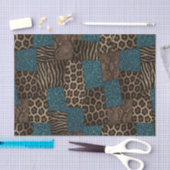 Papier Mousseline Impression d'animaux africains patchwork | Marron  (Artisanat)