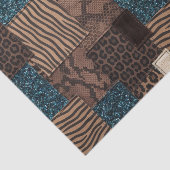 Papier Mousseline Impression d'animaux africains patchwork | Marron (Détail)
