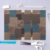 Papier Mousseline Impression d'animaux africains patchwork | Marron (Artisanat)
