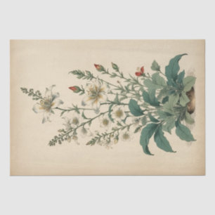 Papier Mousseline Impression de fleurs sauvages vintage