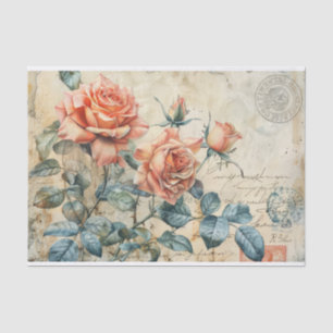 Papier Mousseline Impression de la carte postale Rose vintage Spring