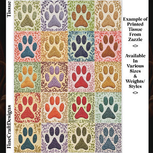 Papier Mousseline Impression de pattes en patchwork coloré Broderie