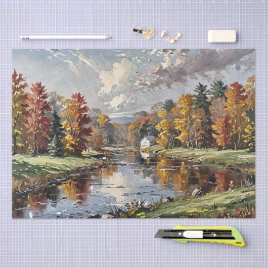 Papier Mousseline Impression de peinture automnale (Artisanat)