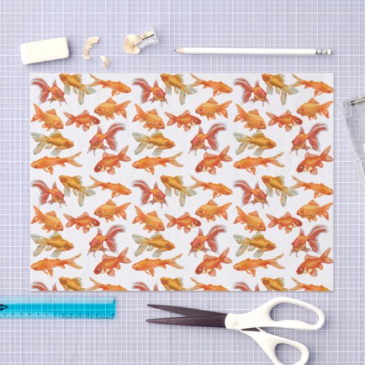 Papier Mousseline Impression de poisson rouge (Artisanat)