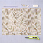 Papier Mousseline Impression de serpent blanc or (Artisanat)