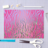 Papier Mousseline Impression demi-Parties scintillant rose tigre (Artisanat)