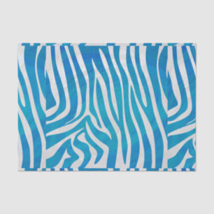 Papier Mousseline Impression en bleu et blanc Zebra