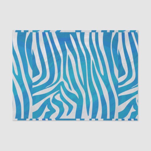 Papier Mousseline Impression en bleu et blanc Zebra (Recto)