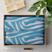 Papier Mousseline Impression en bleu et blanc Zebra (Cadeau)