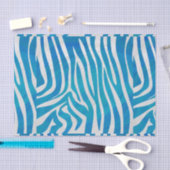 Papier Mousseline Impression en bleu et blanc Zebra (Artisanat)
