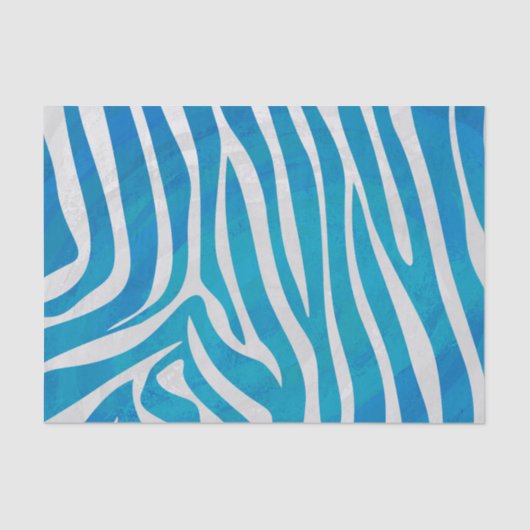 Papier Mousseline Impression en bleu et blanc Zebra (Recto)