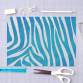 Papier Mousseline Impression en bleu et blanc Zebra (Artisanat)