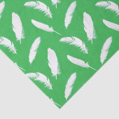 Papier Mousseline Impression en plumes blanches sur vert jade (Détail)